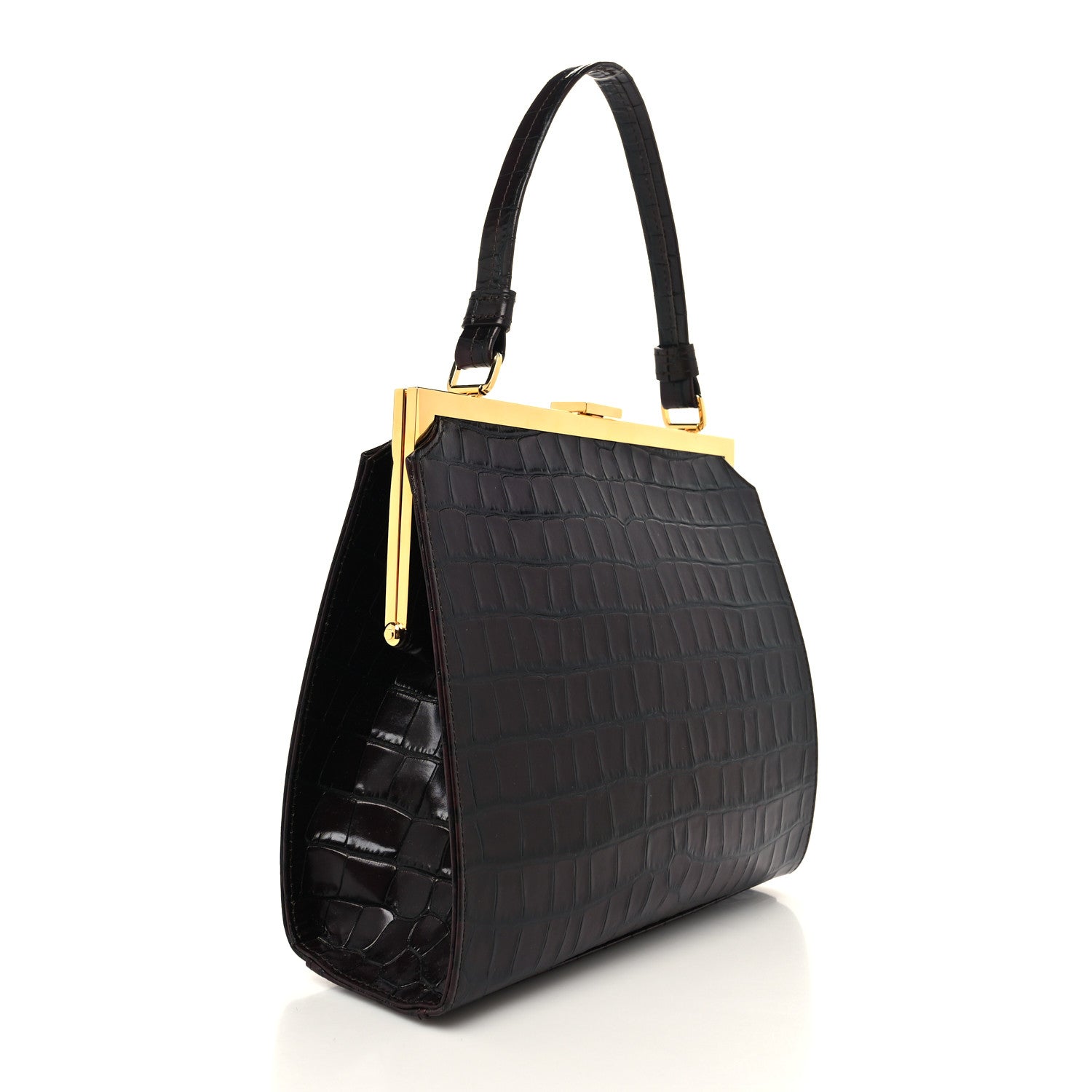 Mansur Gavriel Crocodile Embossed Calfskin Elegant Top Handle Bag Class 3 of 9