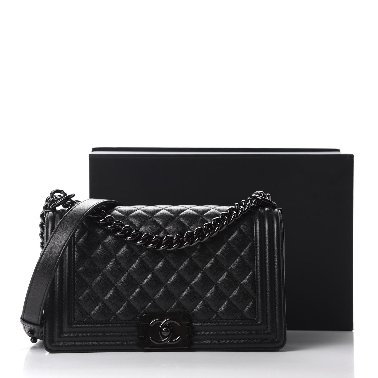 Caviar Quilted Medium Boy Flap So Black