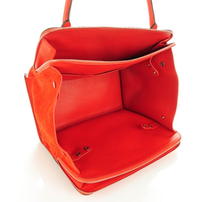 Celine Drummed Calfskin Suede Double Zip Trapeze Vermillion 5 of 7