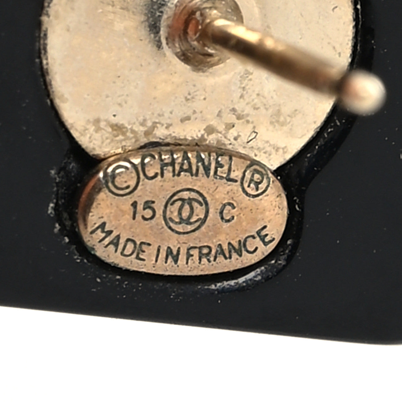 Chanel Resin Square CC Earrings Black Gold 4 of 4