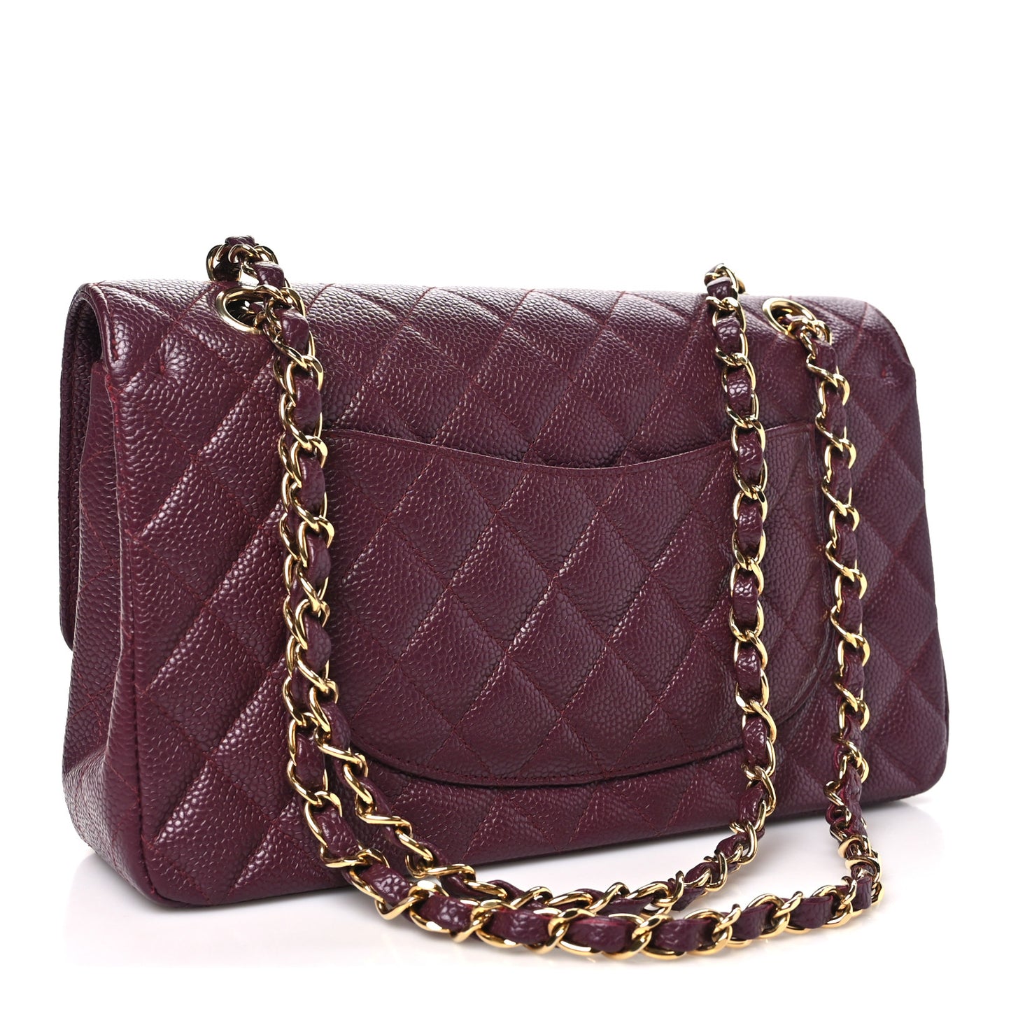 Caviar Quilted Medium Double Flap Burgundy