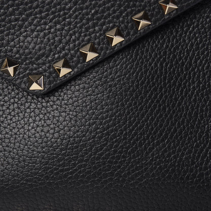 Valentino Garavani Pebbled Calfskin Large Rockstud Envelope Clutch Black 8 of 11