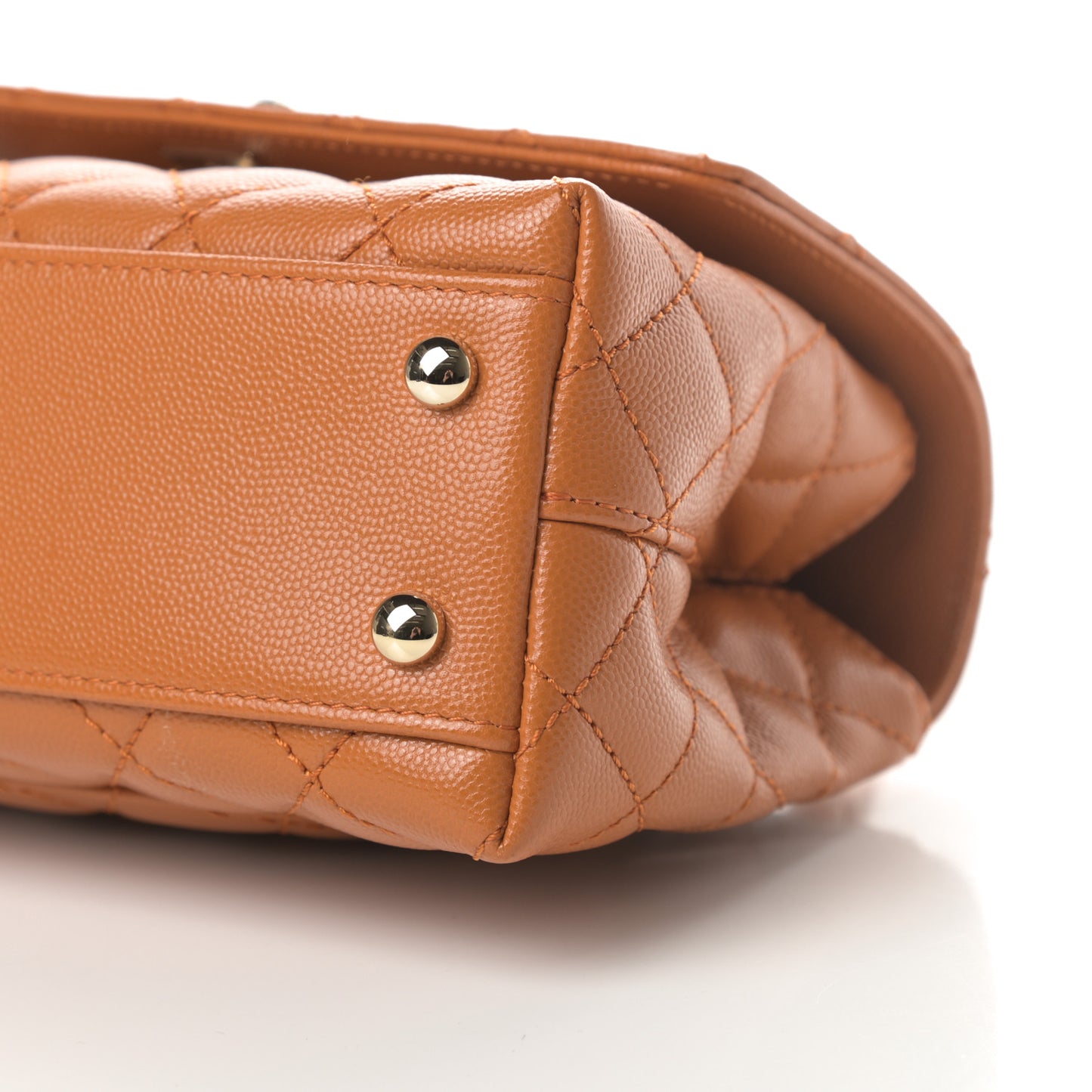 Caviar Quilted Mini Coco Handle Flap Light Brown