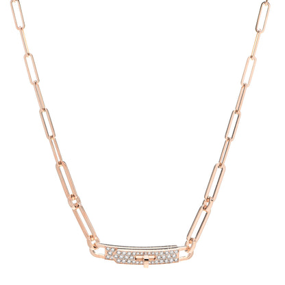 Hermes 18K Rose Gold Diamond Pave Kelly Chaine Choker Necklace 1 of 5