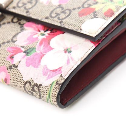 Gucci GG Supreme Monogram Blooms Padlock Continental Chain Wallet Beige Multicolor Dry Rose 9 of 11