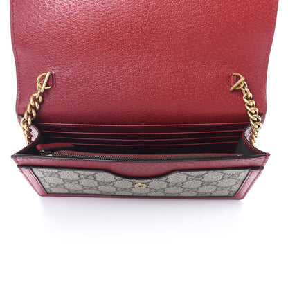 Gucci GG Supreme Monogram Web Queen Margaret Chain Wallet Red 5 of 10