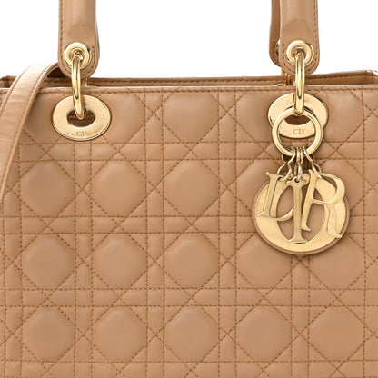 Christian Dior Lambskin Cannage Medium Lady Dior Beige 8 of 10