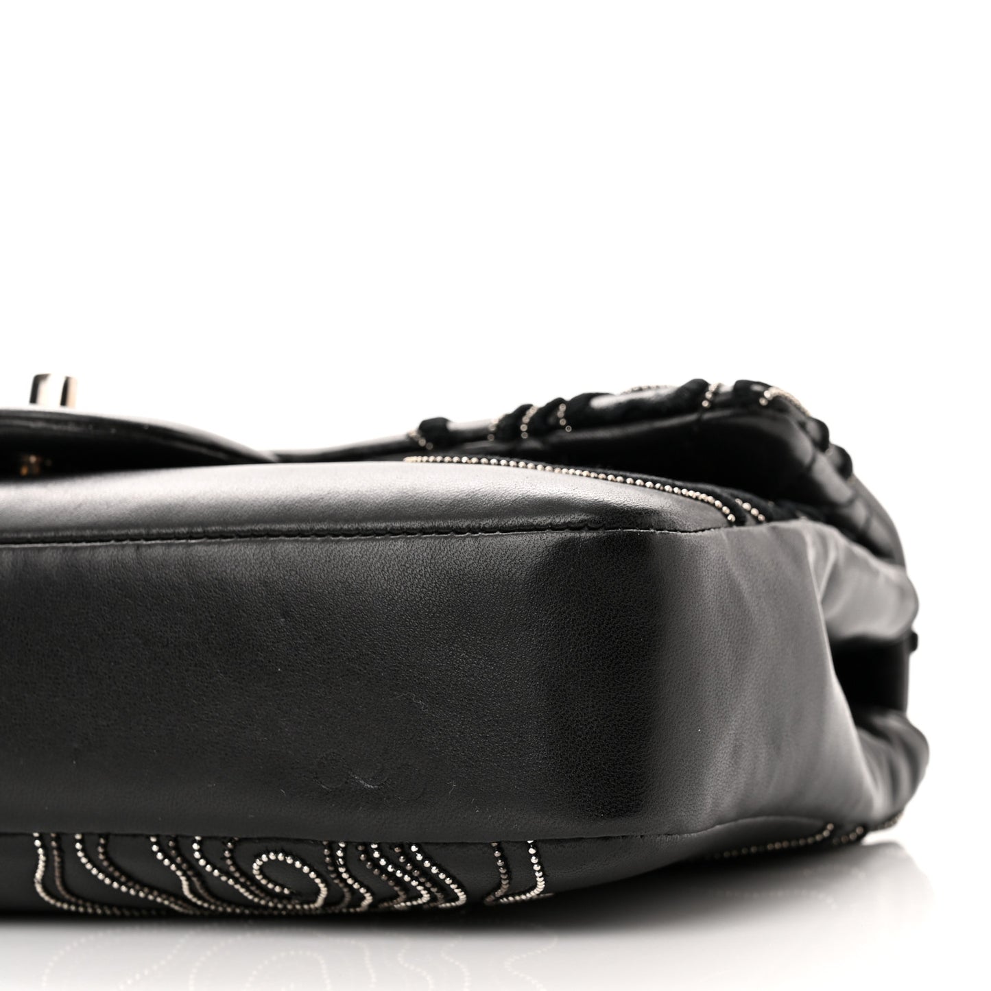 Lambskin Embroidered Camellia Follies Flap Black