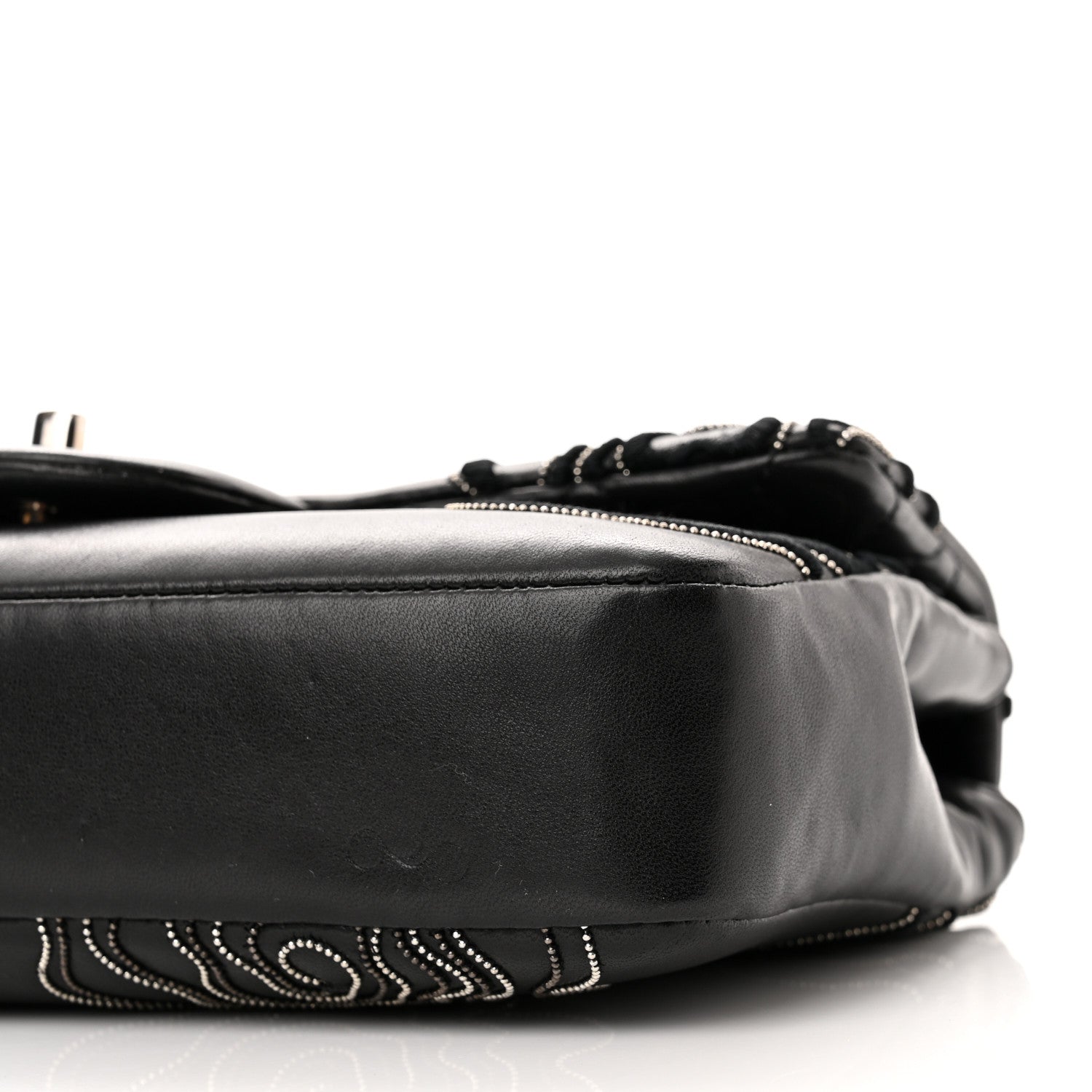 Chanel Lambskin Embroidered Camellia Follies Flap Black 10 of 12