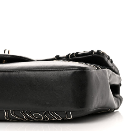 Chanel Lambskin Embroidered Camellia Follies Flap Black 10 of 12