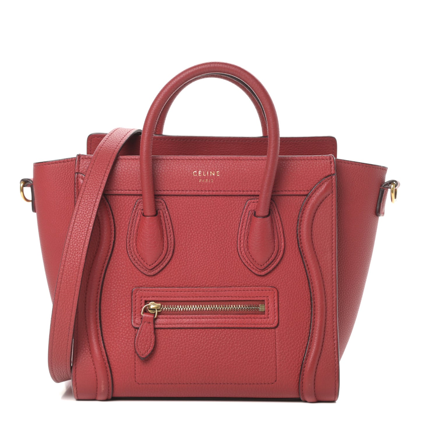 Drummed Calfskin Nano Luggage Red