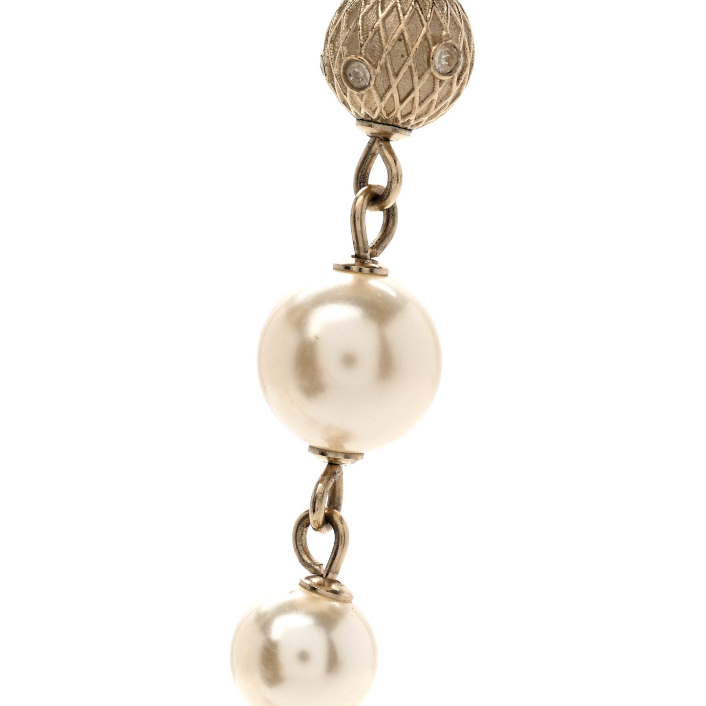 Strass Crystal Pearl Beaded CC Short Necklace Gold