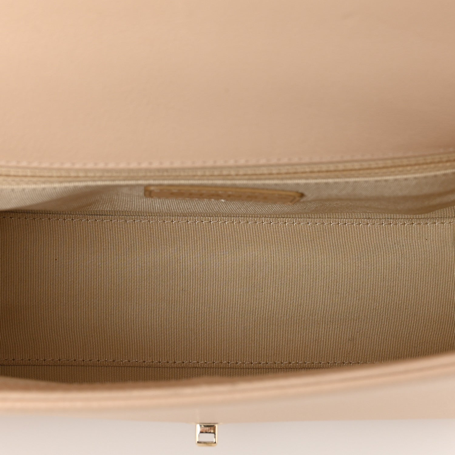 Chanel Grained Calfskin Quilted Medium Label Click Flap Bag Beige 5 of 15