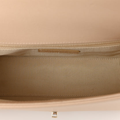 Chanel Grained Calfskin Quilted Medium Label Click Flap Bag Beige 5 of 15