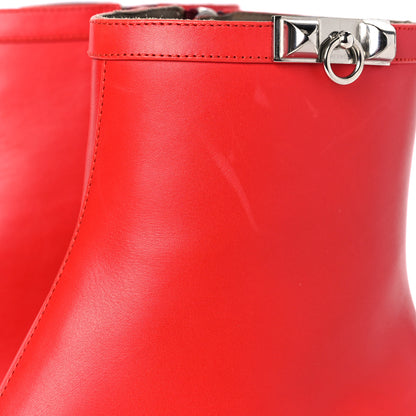 Hermes Calfskin Power Ankle Boots 38 Rouge Vif 8 of 9