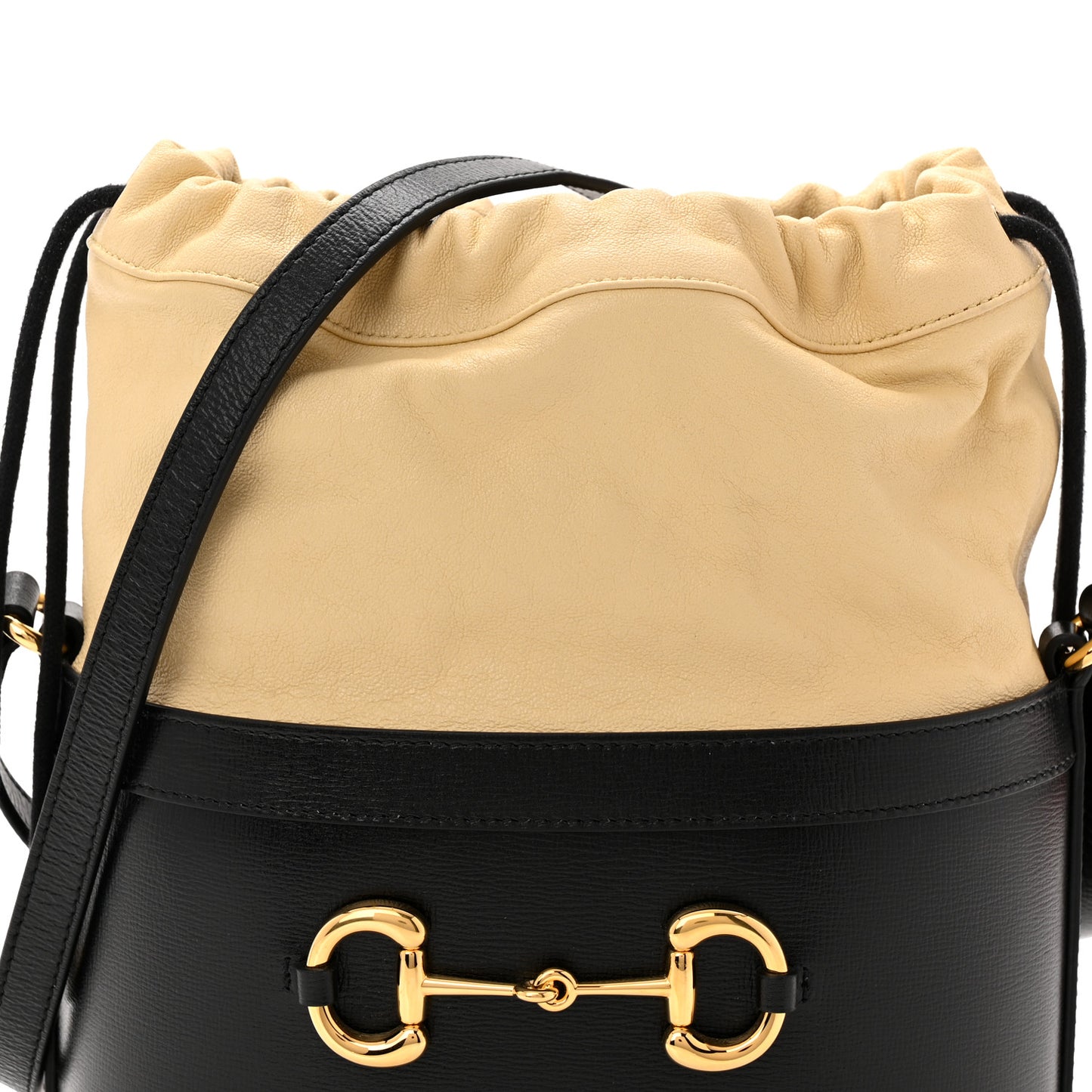 Azalea Sakai Be Green Calfskin Horsebit 1955 Drawstring Bucket Bag Black Butter