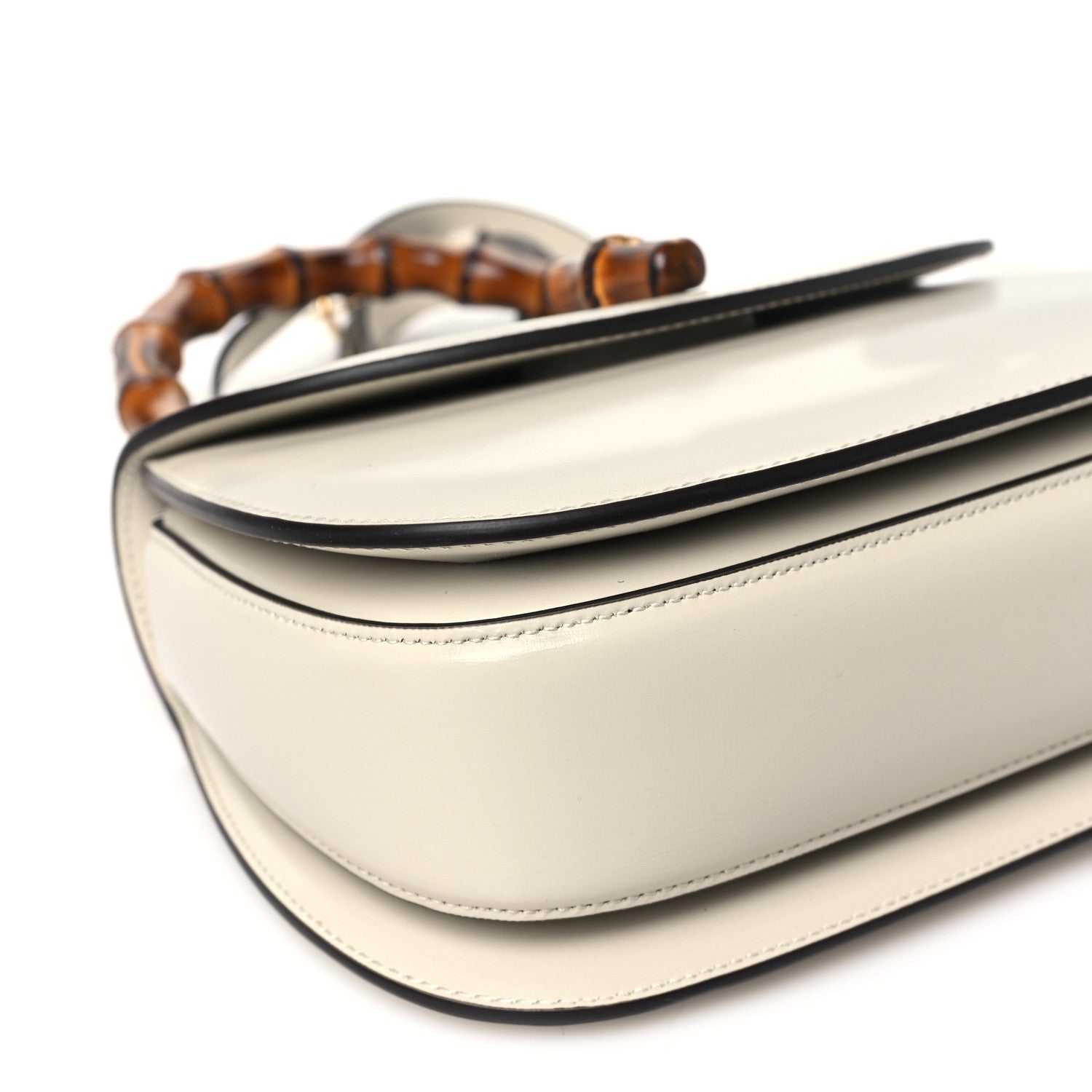 Gucci Boarded Dyana Lux Calfskin Web Small Bamboo 1947 Top Handle Bag Mystic White 9 of 10