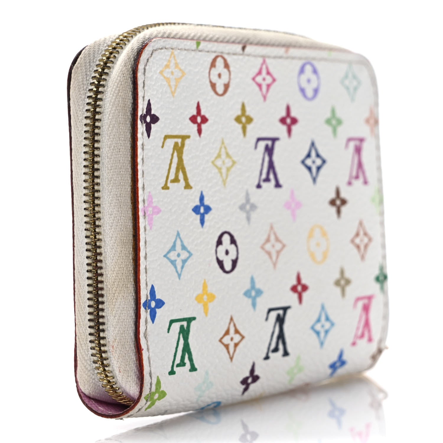 Louis Vuitton Monogram Multicolor Zippy Coin Purse Wallet White Litchi 3 of 6