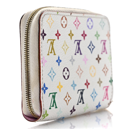 Louis Vuitton Monogram Multicolor Zippy Coin Purse Wallet White Litchi 3 of 6