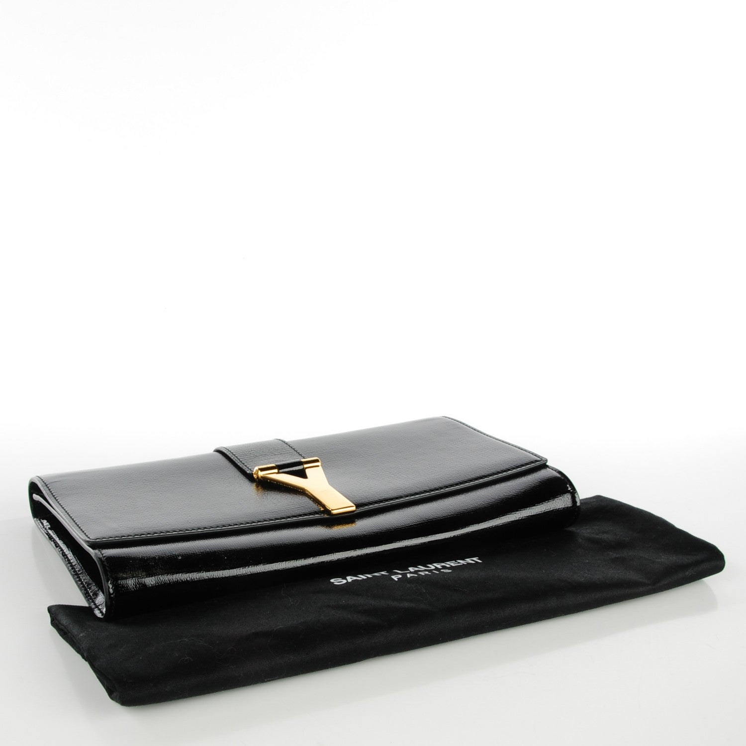 Saint Laurent Textured Patent Classic Y Ligne Clutch Black 4 of 7