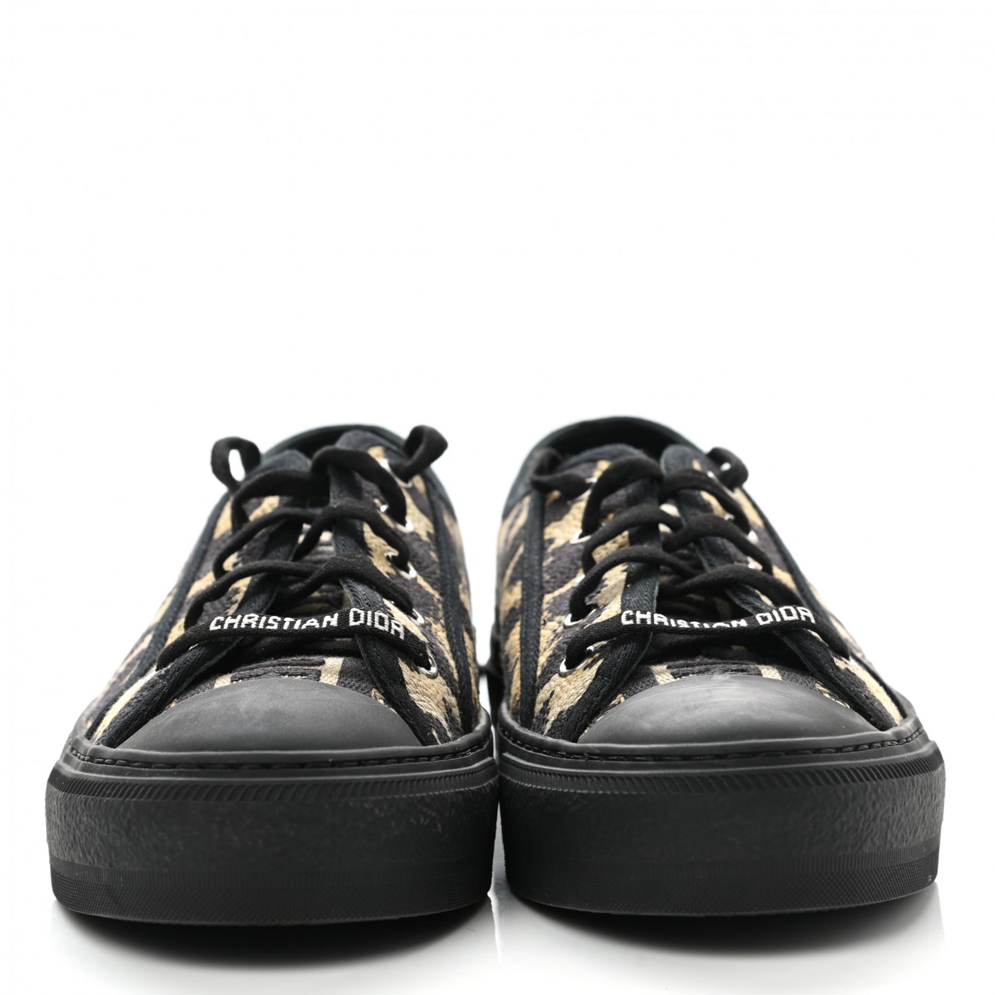 Cotton Mizza Embroidered Walk'N'Dior Low Top Sneakers 38 Natural Black
