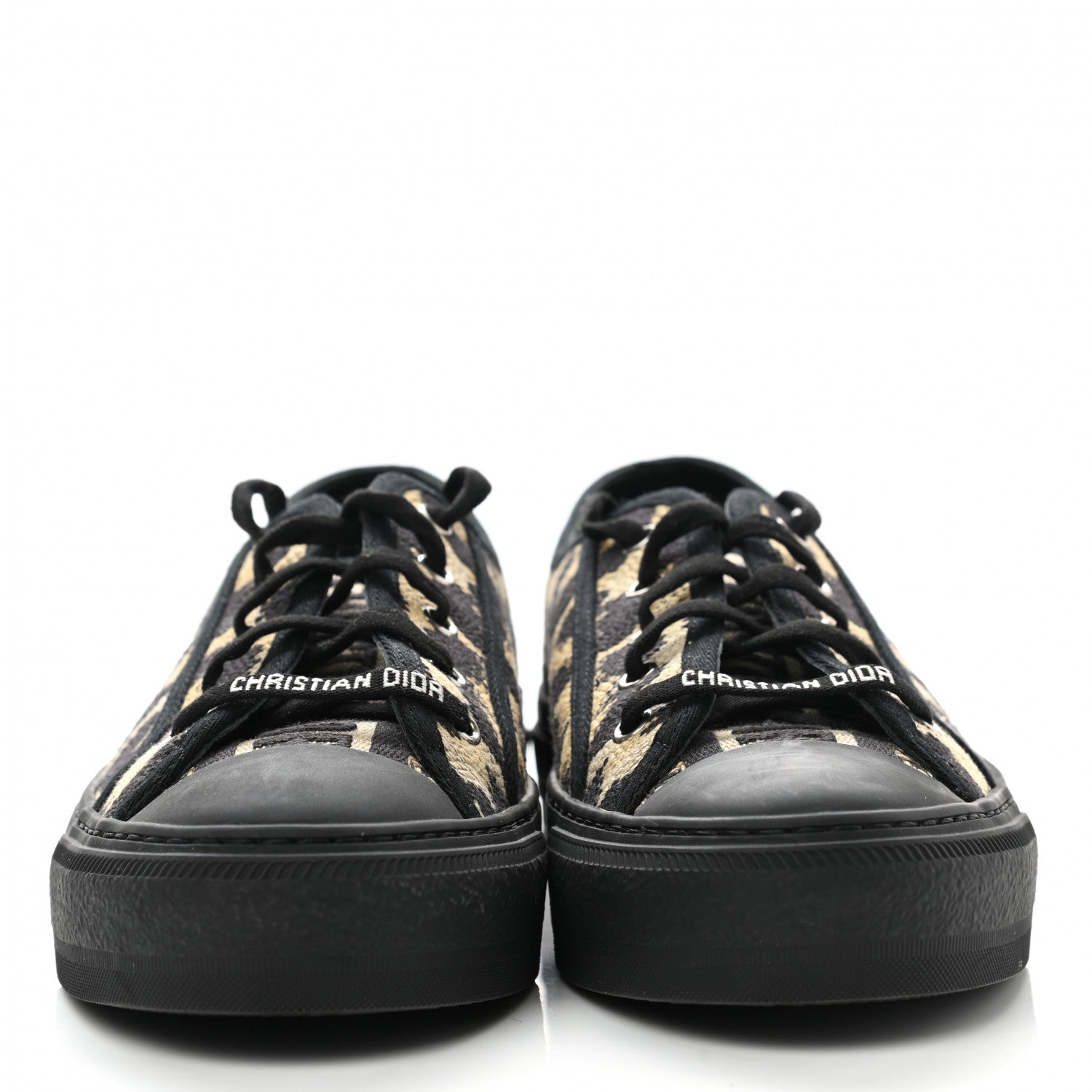Christian Dior Cotton Mizza Embroidered Walk'N'Dior Low Top Sneakers 38 Natural Black 2 of 8