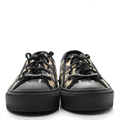 Christian Dior Cotton Mizza Embroidered Walk'N'Dior Low Top Sneakers 38 Natural Black 2 of 8