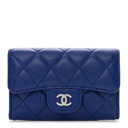Chanel Lambskin Quilted Flap Card Holder Wallet Blue 1 of 9