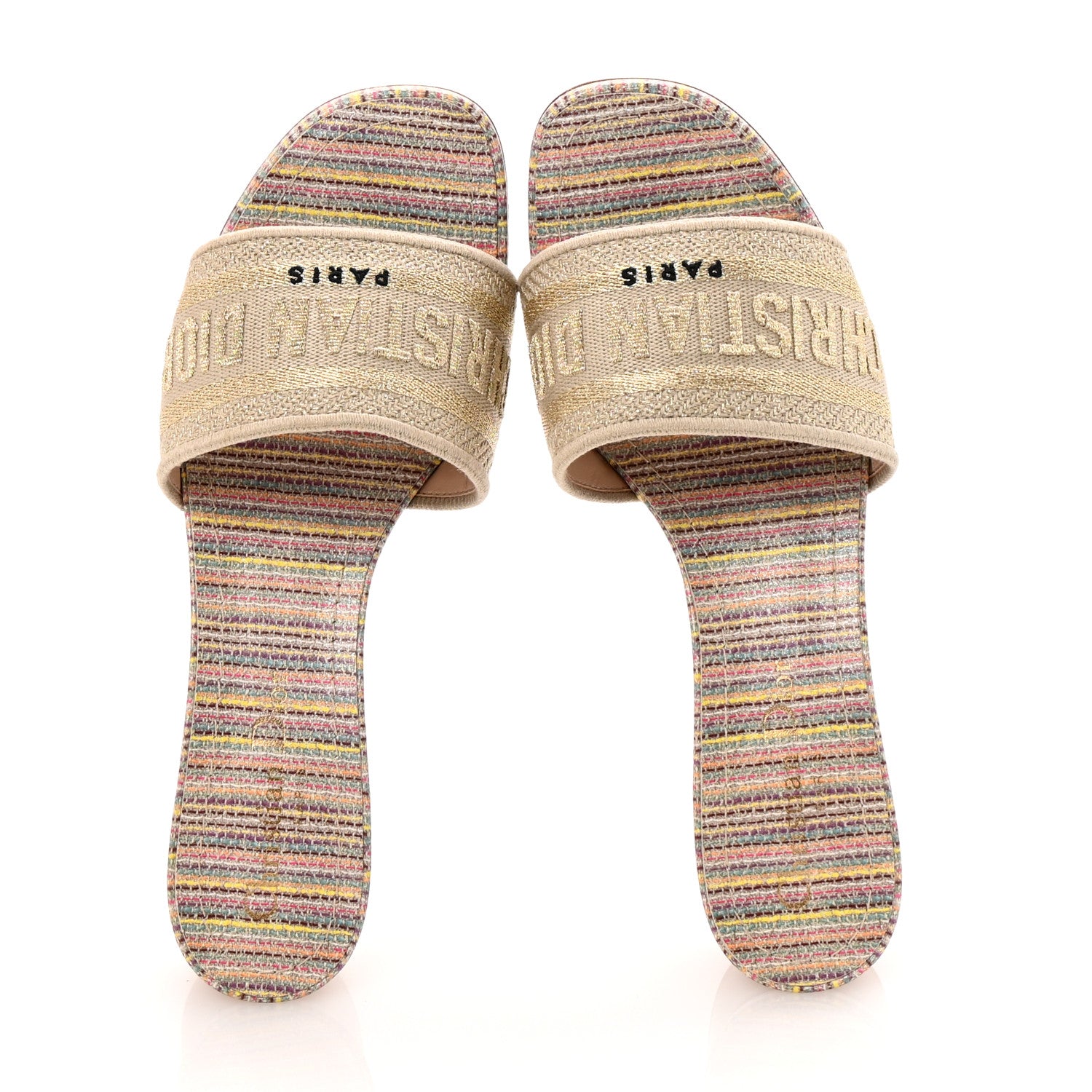 Christian Dior Lurex Romance Embroidered Dway 40mm Slide Sandals 36.5 Metal Multicolor 2 of 10