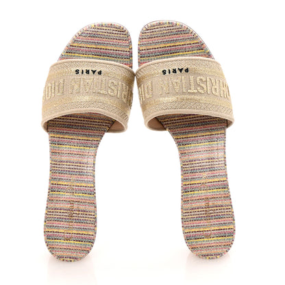 Christian Dior Lurex Romance Embroidered Dway 40mm Slide Sandals 36.5 Metal Multicolor 2 of 10