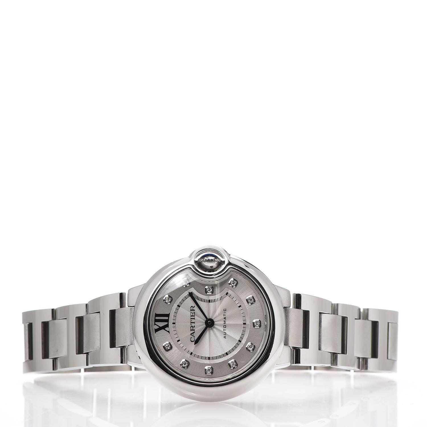 Cartier Stainless Steel Diamond 33mm Ballon Bleu De Automatic Watch 3 of 9