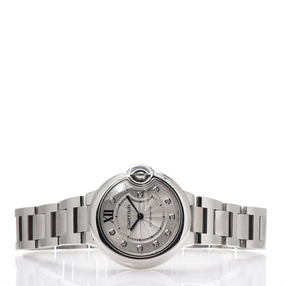 Cartier Stainless Steel Diamond 33mm Ballon Bleu De Automatic Watch 3 of 9