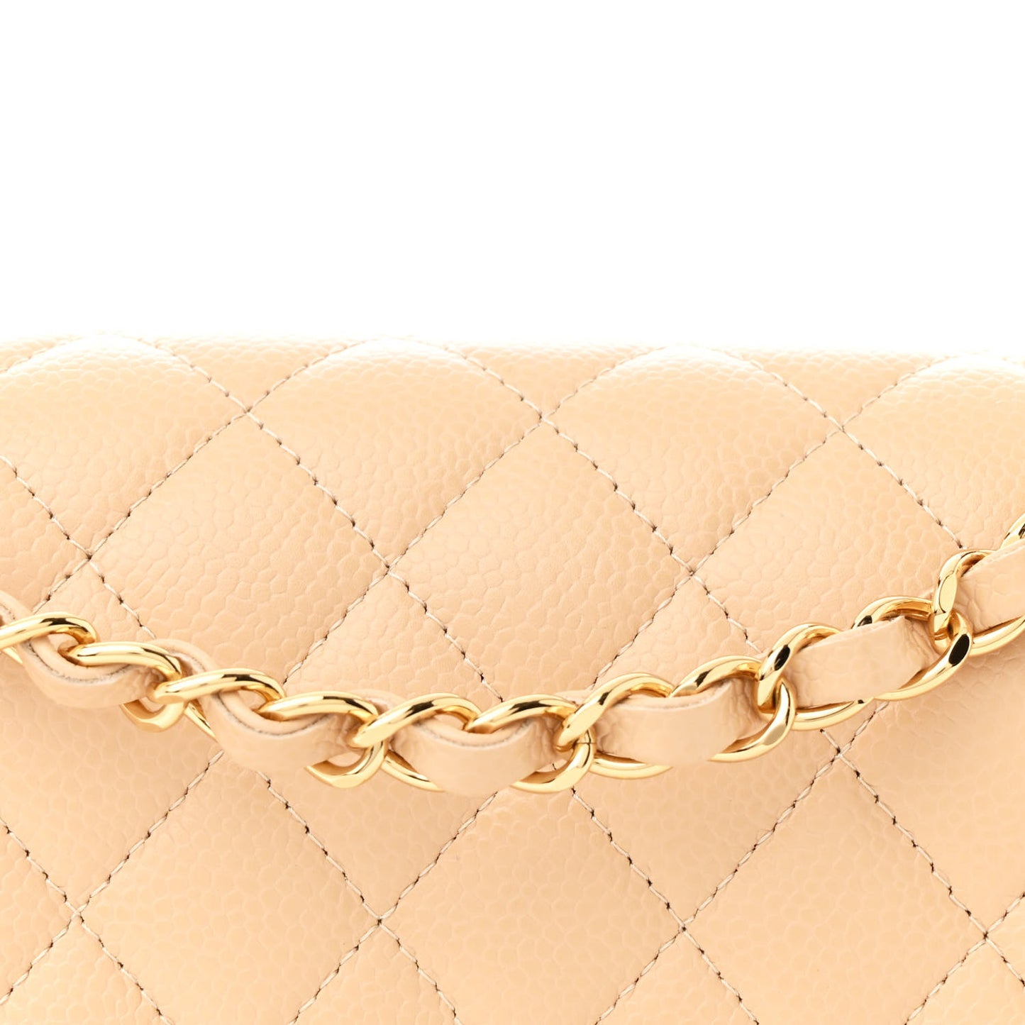 Caviar Quilted Small Double Flap Beige