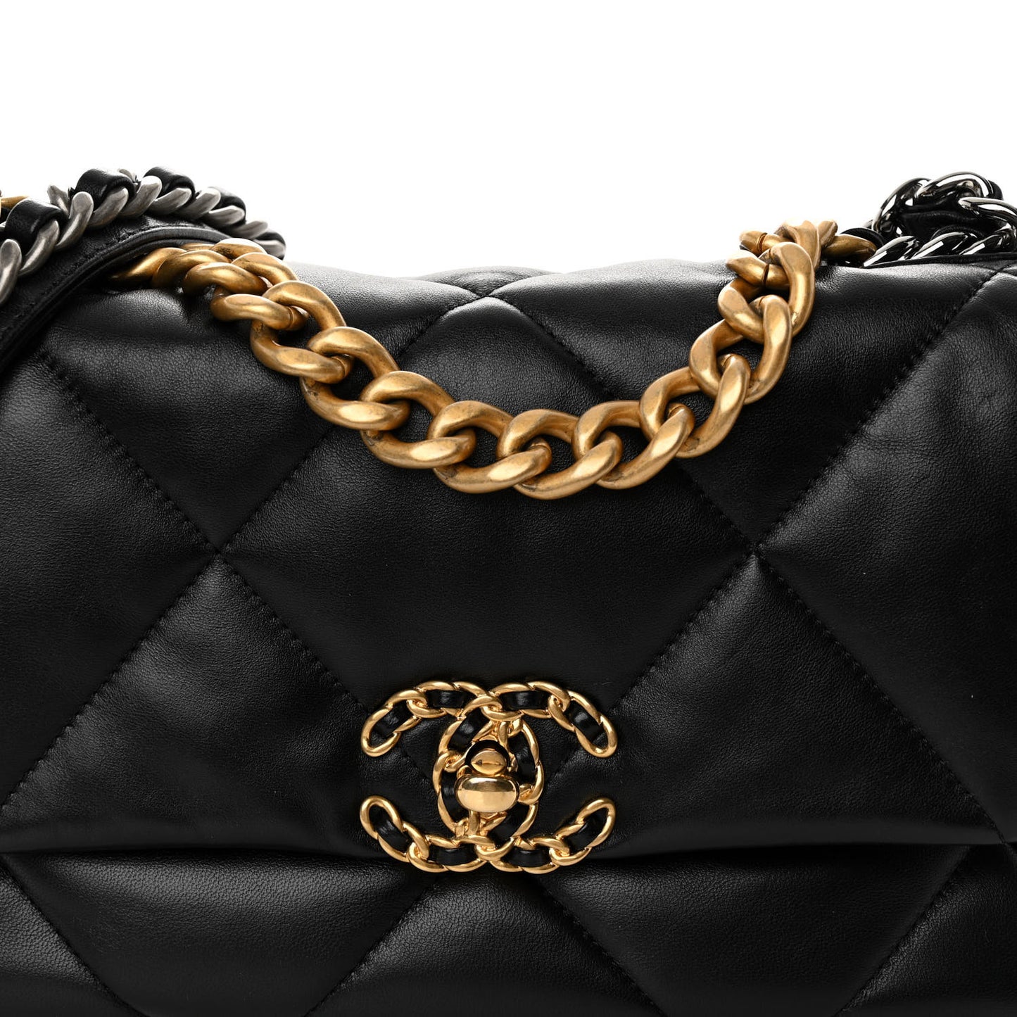 Goatskin Quilted Medium Chanel 19 Flap Black