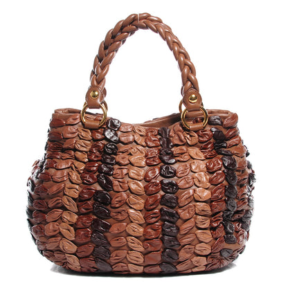 Miu Miu Lambskin Woven Satchel Brown 1 of 9