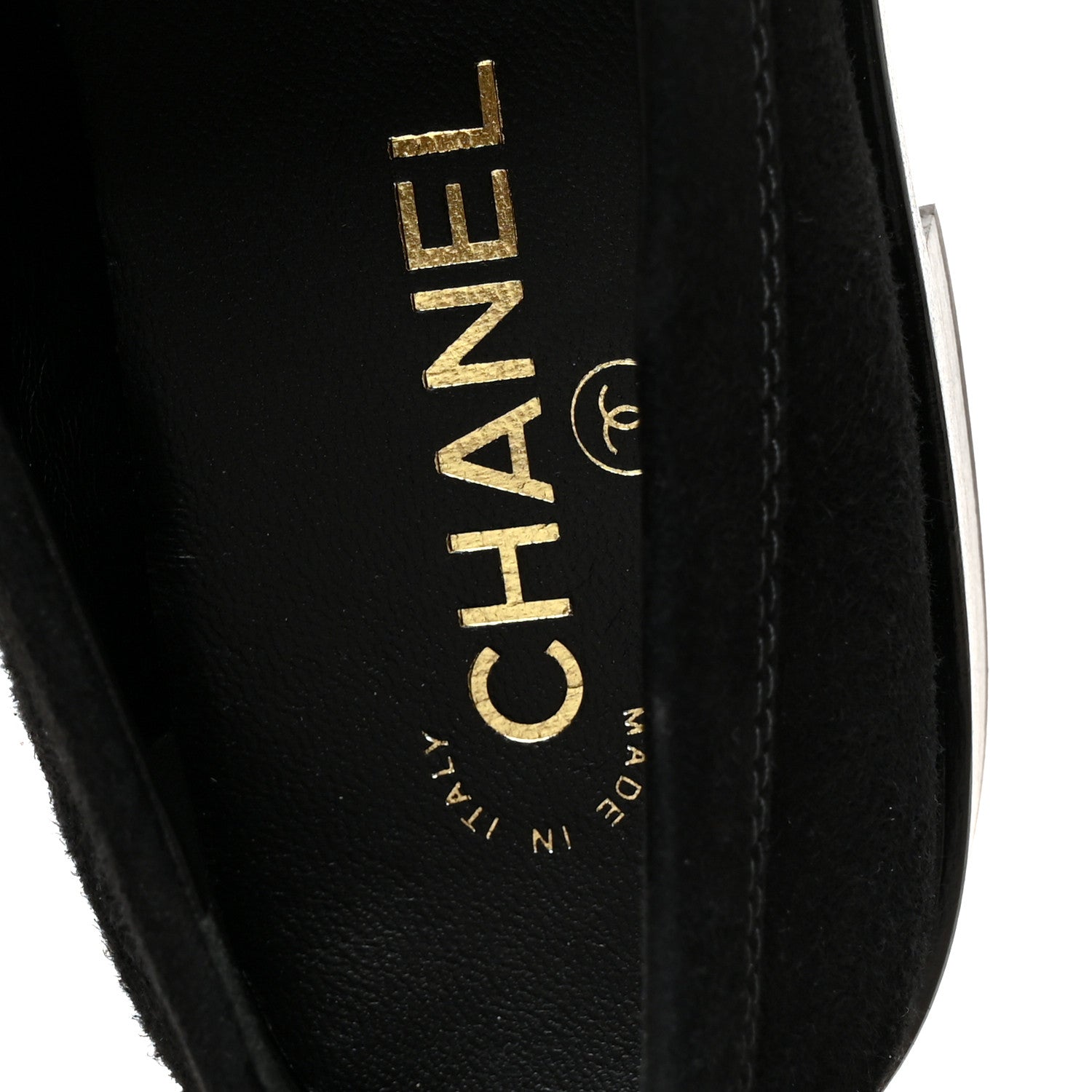Chanel Suede Kidskin Crystal CC Loafers 38 Black 7 of 11