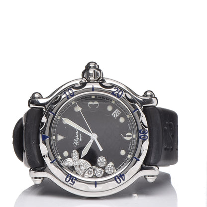 Chopard Stainless Steel Rubber Diamond 38mm Happy Sport Fish Quartz Watch Black 3 of 9