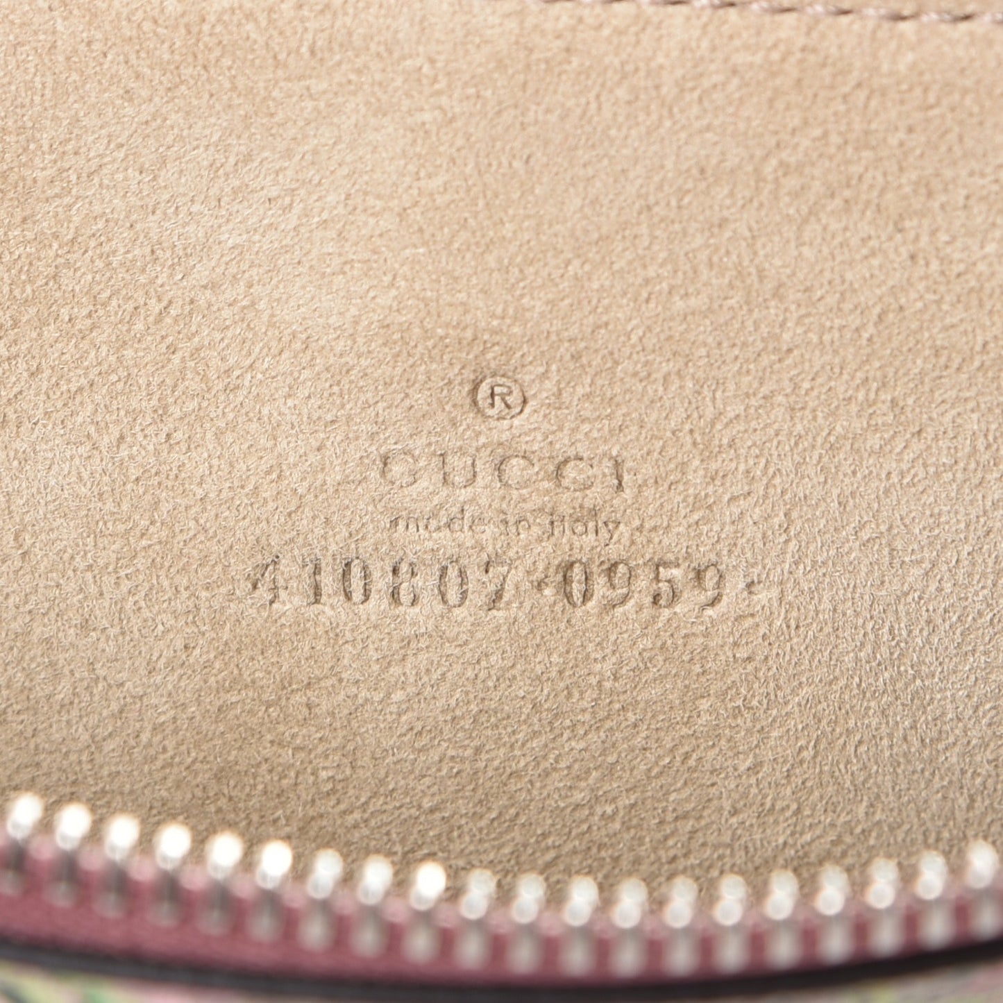 GG Supreme Monogram Blooms Suede Large Zip Pouch Beige Multicolor Dry Rose