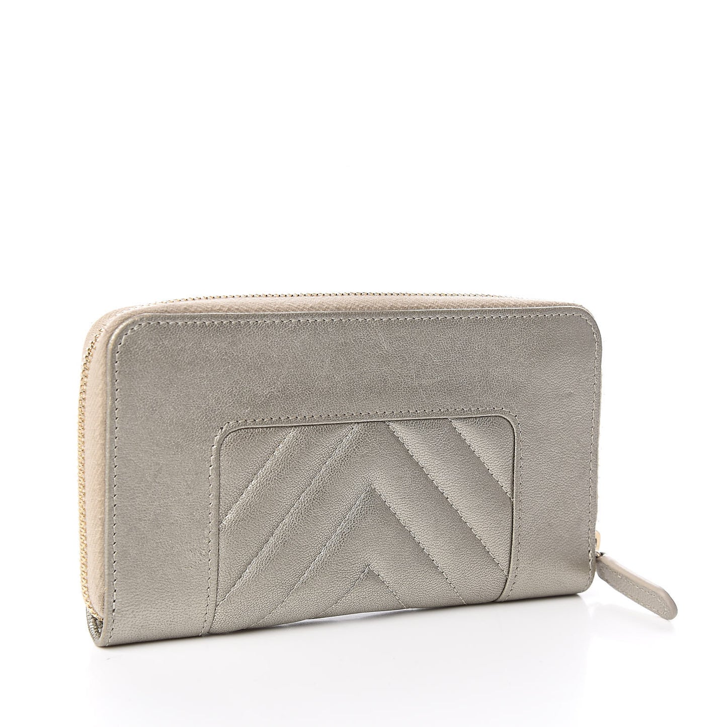 Metallic Sheepskin Quilted Mademoiselle Vintage Zip Around Wallet Light Gold