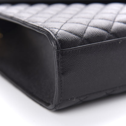 Saint Laurent Grain De Poudre Textured Mixed Matelasse Large Triquilt Monogram Satchel Black 8 of 10