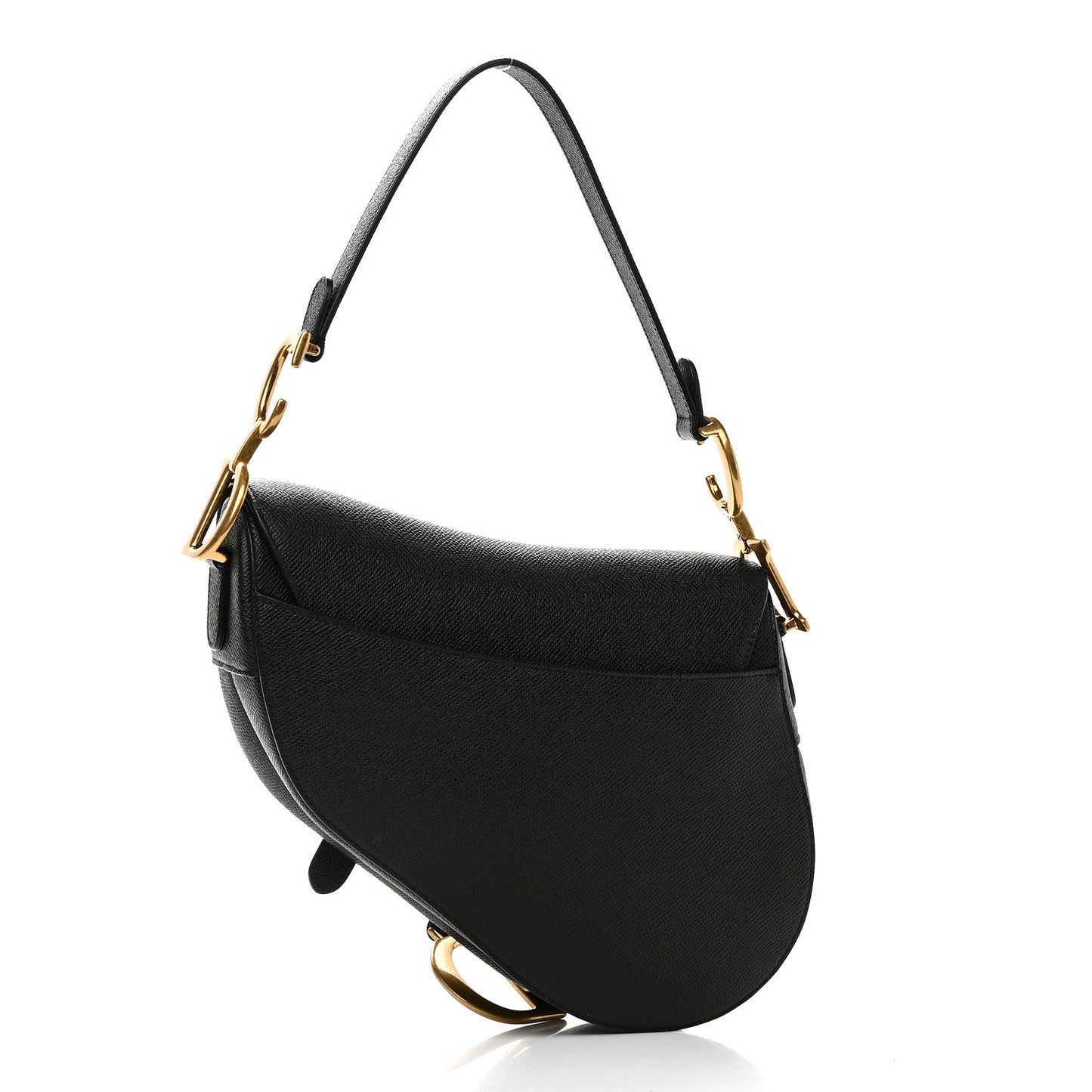 Grained Calfskin Saddle Bag Black