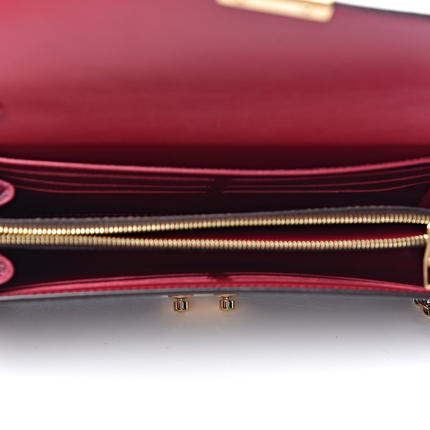 Damier Ebene Croisette Chain Wallet Scarlet
