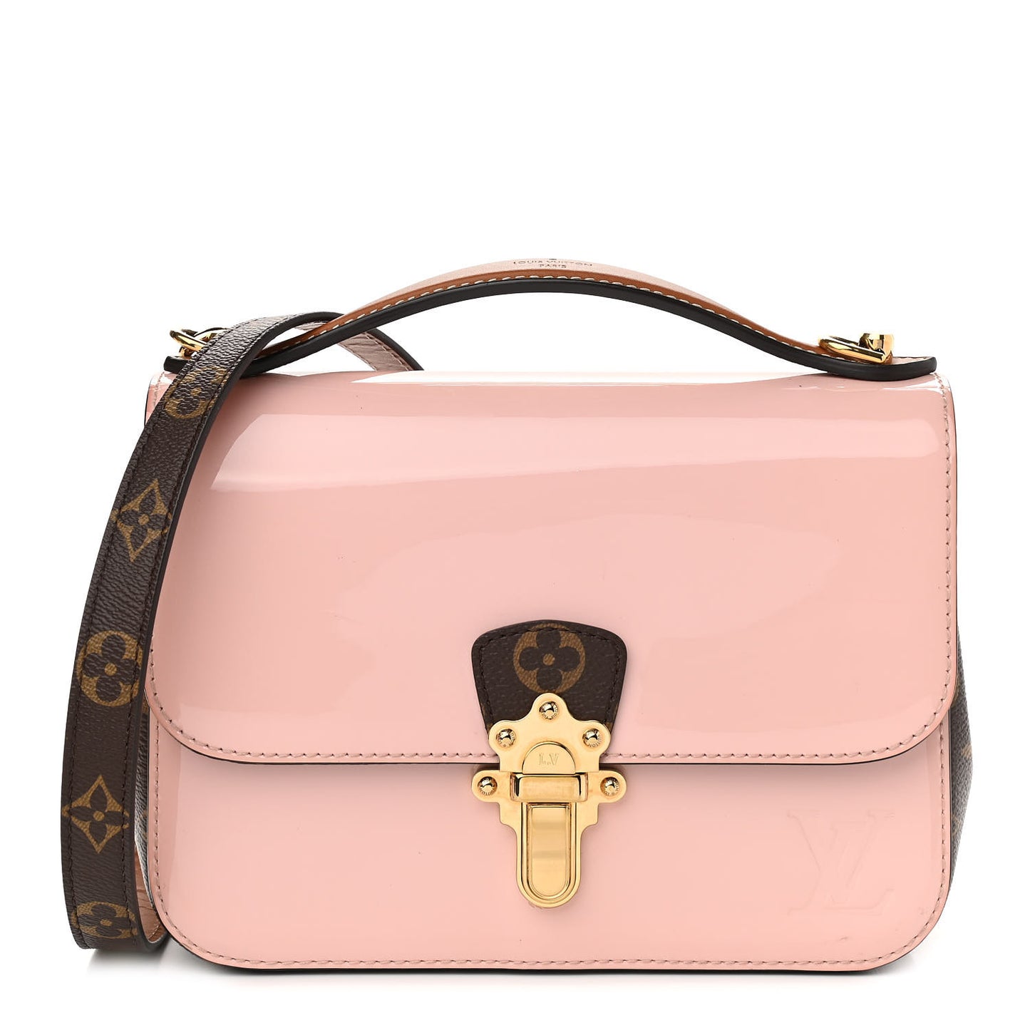 Patent Calfskin Monogram Cherrywood BB Rose Ballerine
