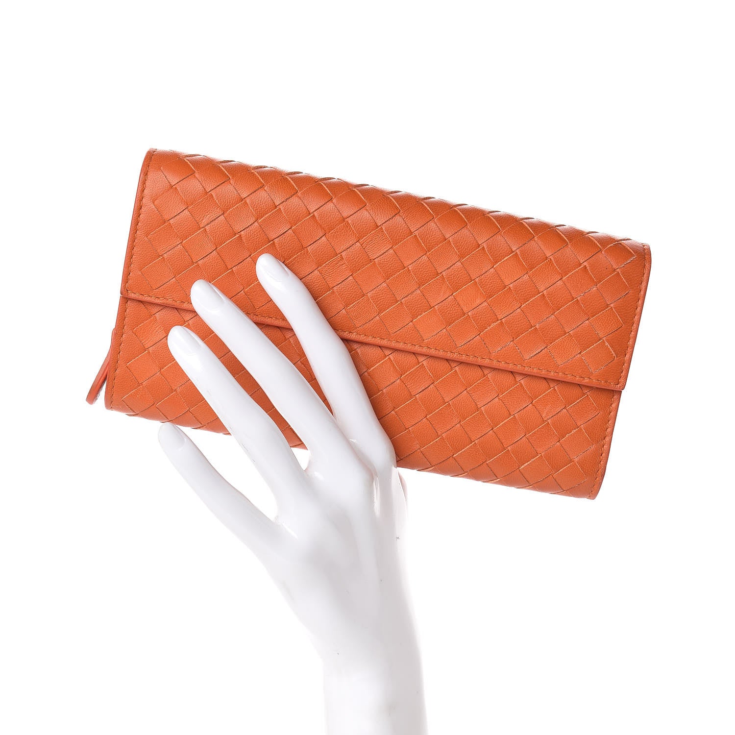 Bottega Veneta Nappa Intrecciato Continental Flap Wallet Tangerine 2 of 7