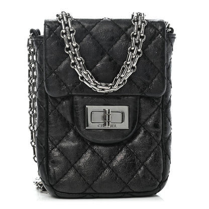 Chanel Metallic Aged Calfskin Quilted 2.55 Reissue Phone Case Black 2 of 16
