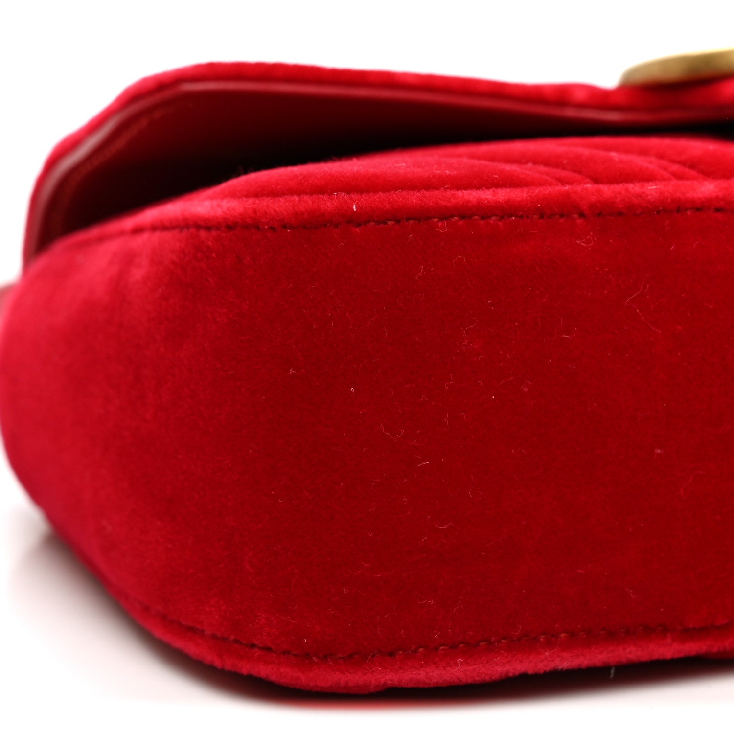 Gucci Velvet Matelasse Mini GG Marmont Shoulder Bag Hibiscus Red