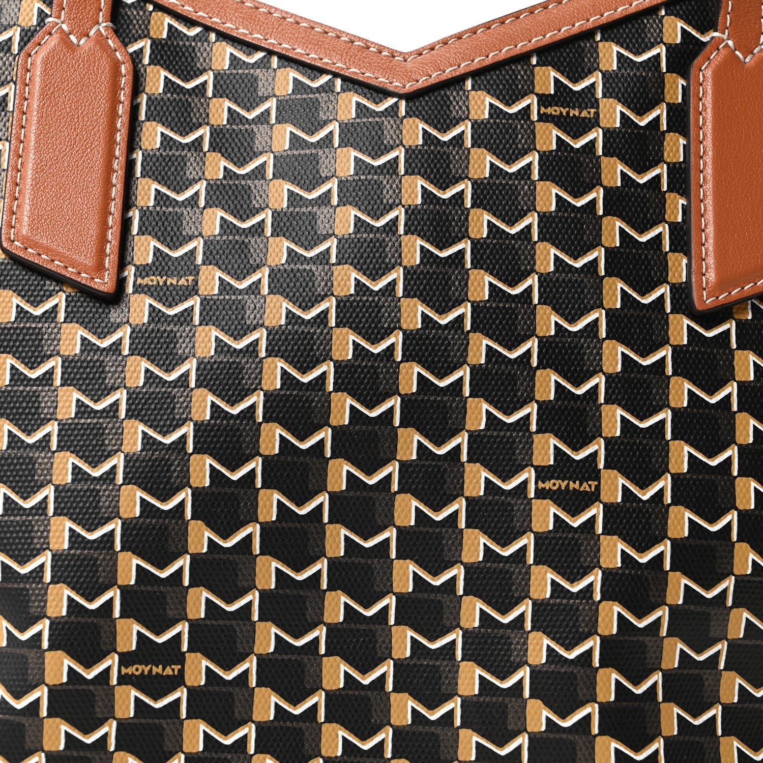 Moynat Calfskin Canvas M Tote PM Brown 8 of 10