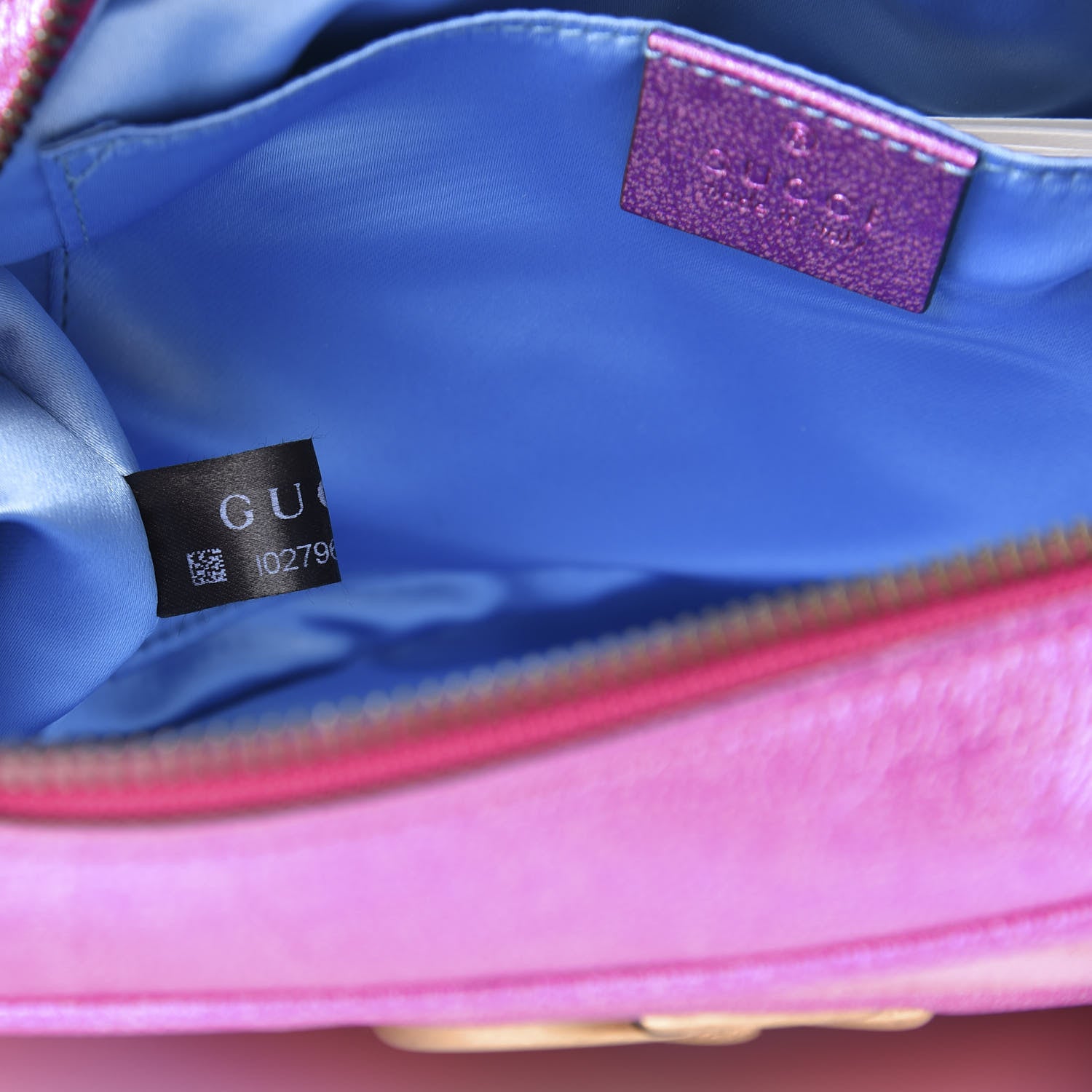 Gucci Laminated Nappa Matelasse Small GG Marmont Chain Shoulder Bag Fuxia Rosso Rosa 10 of 11