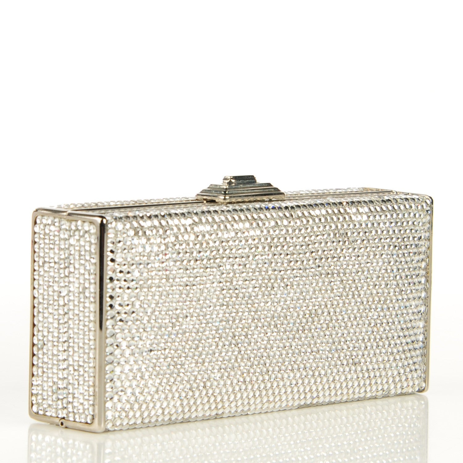 Judith Leiber Swarovski Crystal Minaudiere Clutch Silver 3 of 6