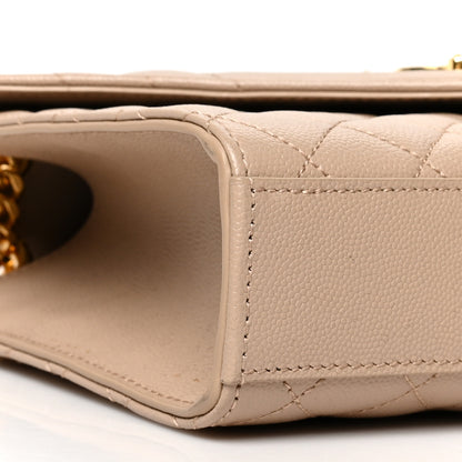 Saint Laurent Grain De Poudre Textured Mixed Matelasse Medium Triquilt Monogram Satchel Dark Beige 8 of 9